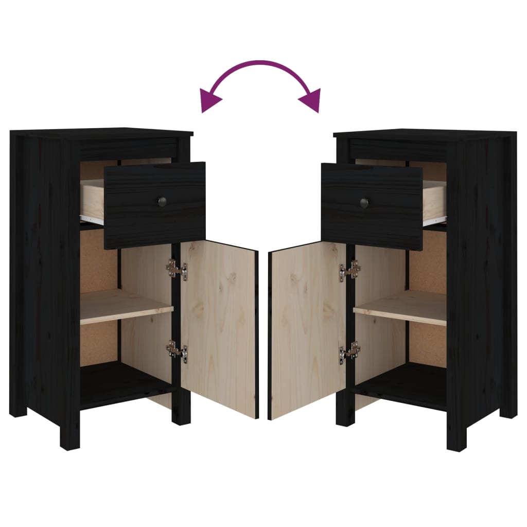 skænk 40x35x80 cm massivt fyrretræ sort