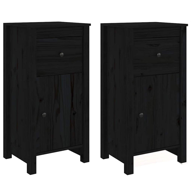 skænke 2 stk. 40x35x80 cm massivt fyrretræ sort
