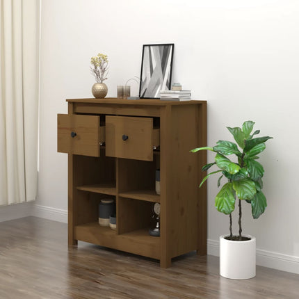 skænk 70x35x80 cm massivt fyrretræ gyldenbrun