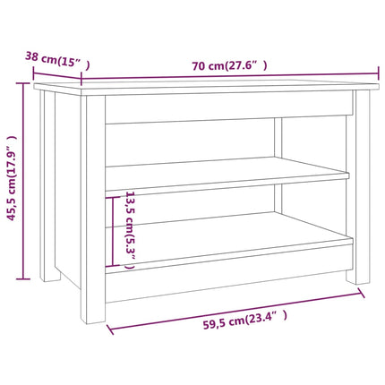 skobænk 70x38x45,5 cm massivt fyrretræ sort