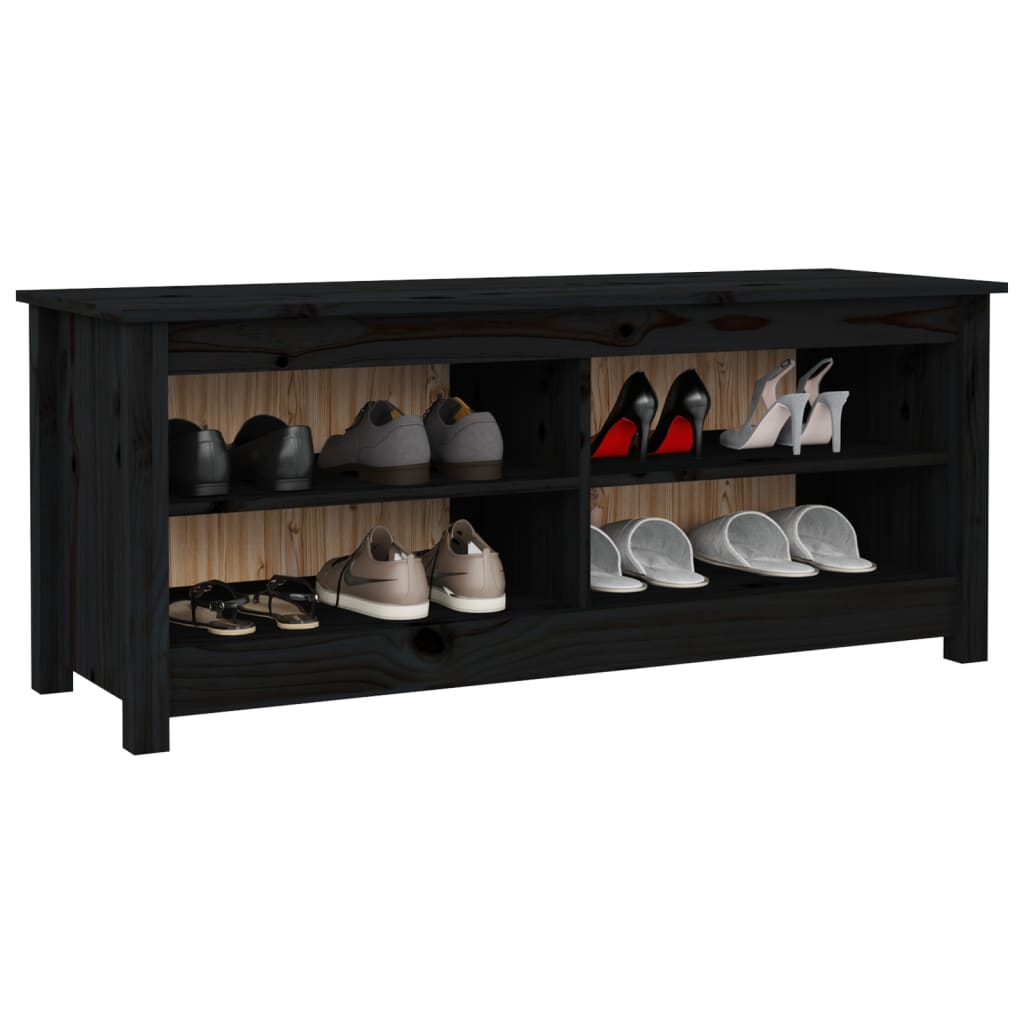 skobænk 110x38x45,5 cm massivt fyrretræ sort