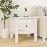 sidebord 40x40x39 cm massivt fyrretræ hvid