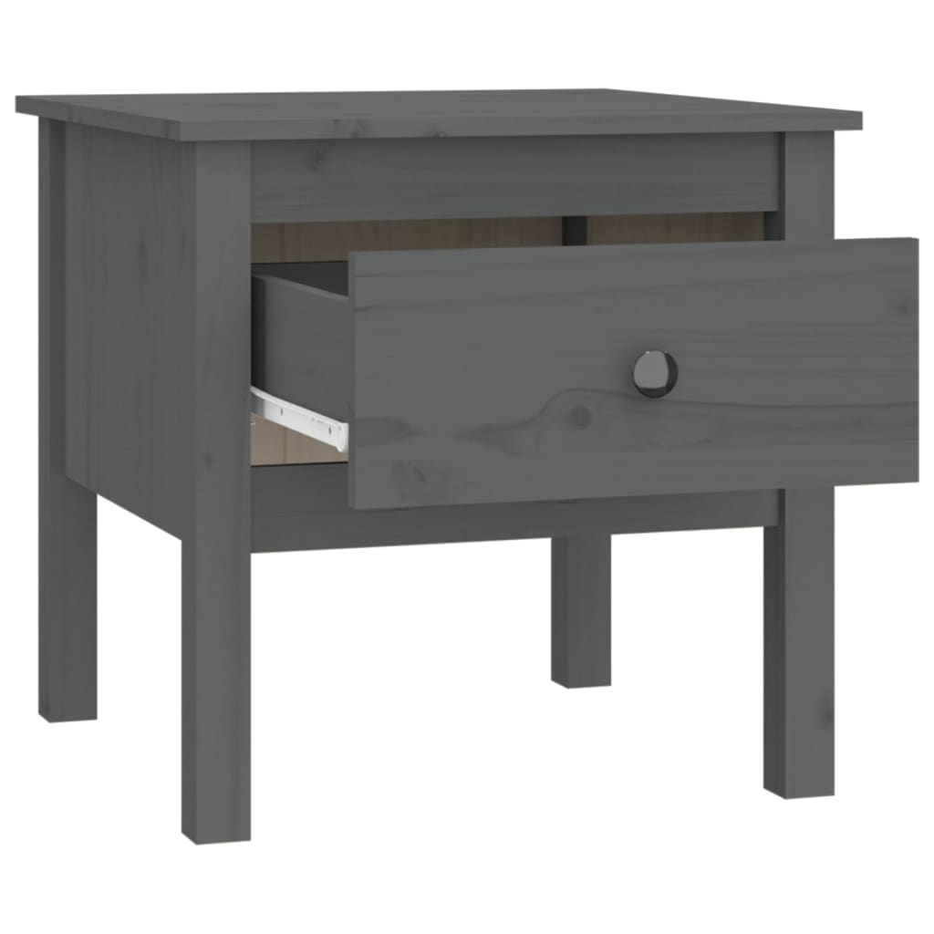 sidebord 50x50x49 cm massivt fyrretræ grå