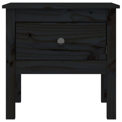 sidebord 50x50x49 cm massivt fyrretræ sort