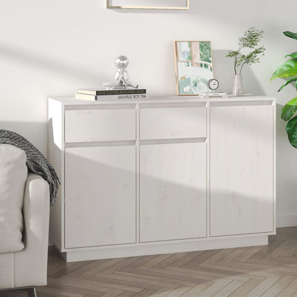 skænk 110x34x75 cm massivt fyrretræ hvid