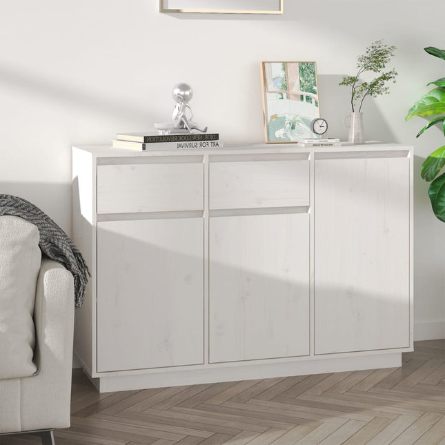 skænk 110x34x75 cm massivt fyrretræ hvid