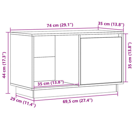 tv-bord 74x35x44 cm massivt fyrretræ grå