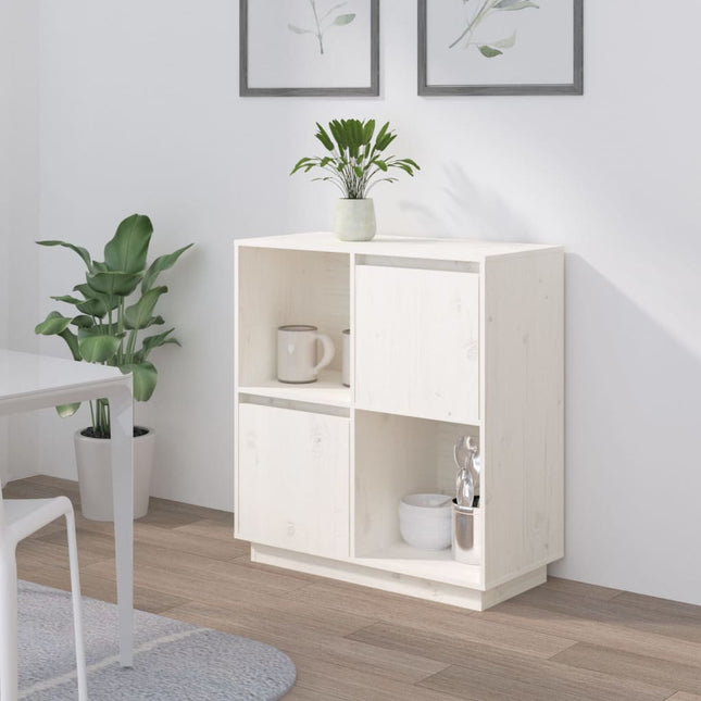 skænk 74x35x80 cm massivt fyrretræ hvid