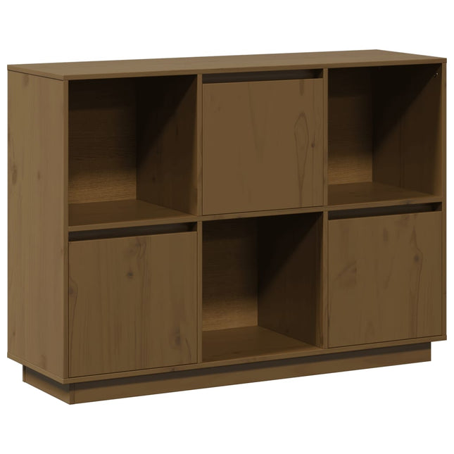 skænk 110,5x35x80 cm massivt fyrretræ gyldenbrun
