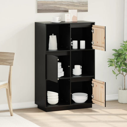 højskab 74x35x117 cm massivt fyrretræ sort