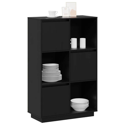 højskab 74x35x117 cm massivt fyrretræ sort
