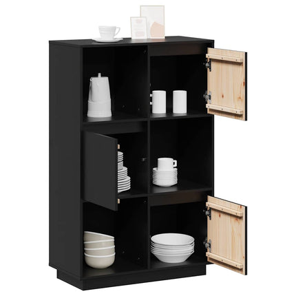 højskab 74x35x117 cm massivt fyrretræ sort
