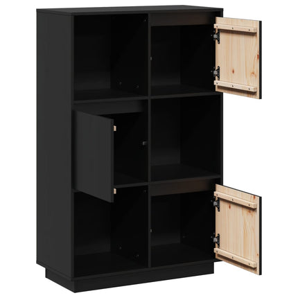 højskab 74x35x117 cm massivt fyrretræ sort