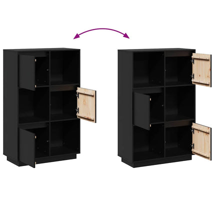 højskab 74x35x117 cm massivt fyrretræ sort