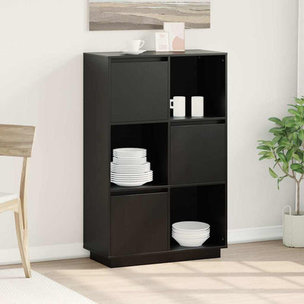 højskab 74x35x117 cm massivt fyrretræ sort