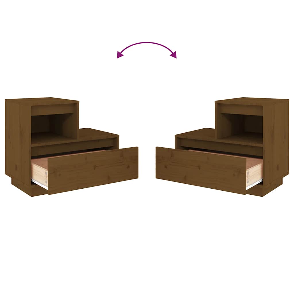 sengeborde 2 stk. 60x34x51 cm massivt fyrretræ gyldenbrun