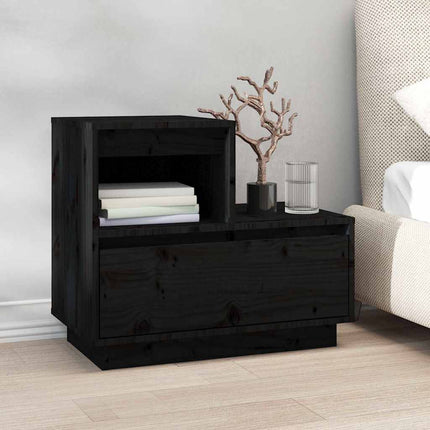 sengeborde 2 stk. 60x34x51 cm massivt fyrretræ sort