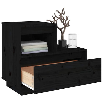 sengeborde 2 stk. 60x34x51 cm massivt fyrretræ sort