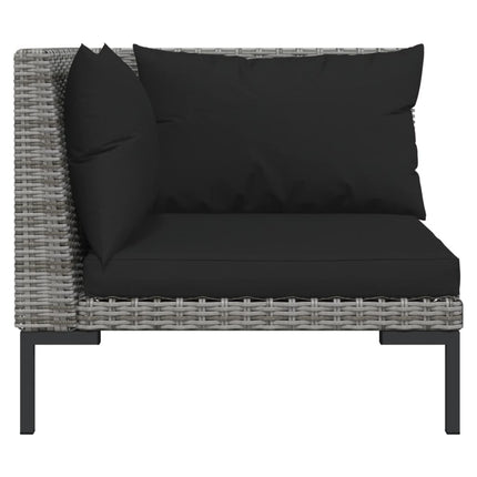 loungesæt til haven 4 dele med hynder polyrattan mørkegrå
