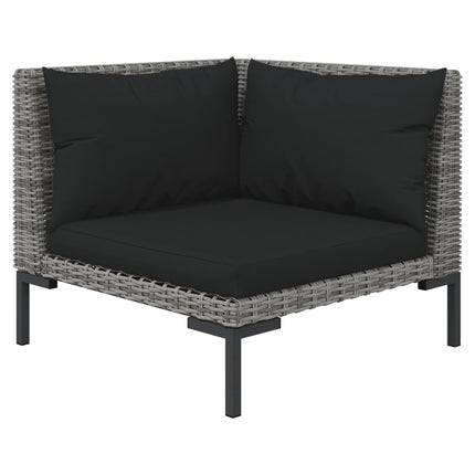 loungesæt til haven 8 dele med hynder polyrattan mørkegrå