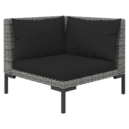 loungesæt til haven 6 dele med hynder polyrattan mørkegrå