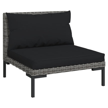 loungesæt til haven 6 dele med hynder polyrattan mørkegrå