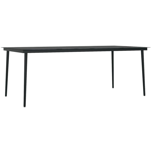 havebord 200x100x74 cm stål og glas sort