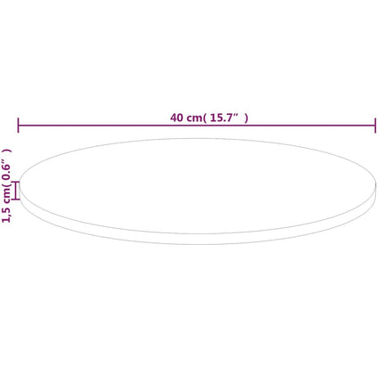 rund bordplade Ø40x1,5 cm ubehandlet massivt egetræ