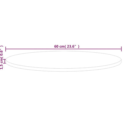 rund bordplade Ø60x1,5 cm ubehandlet massivt egetræ