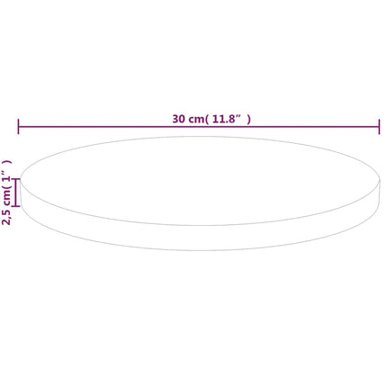 rund bordplade Ø30x2,5 cm ubehandlet massivt egetræ