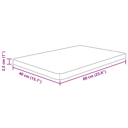 bordplade til badeværelse 60x40x2,5 cm massivt træ ubehandlet