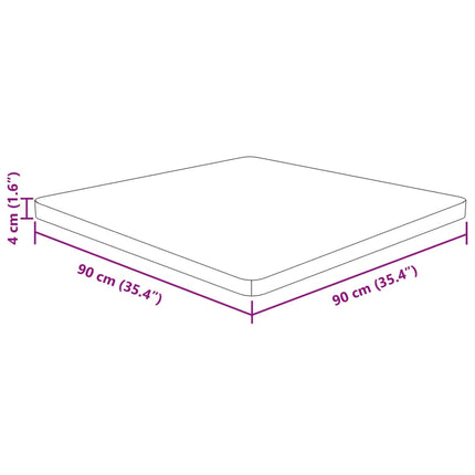 firkantet bordplade 90x90x4 cm ubehandlet massivt egetræ