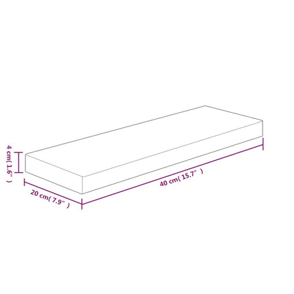 hyldeplade 40x20x4 cm ubehandlet massivt egetræ