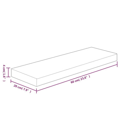 hyldeplade 60x20x4 cm ubehandlet massivt egetræ
