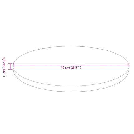 rund bordplade Ø40x1,5 cm behandlet massivt egetræ lysebrun