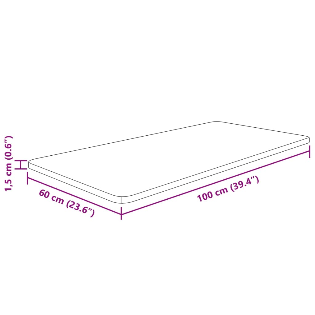 bordplade til badeværelse 100x60x1,5 cm massivt træ lysebrun