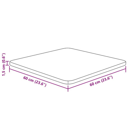 firkantet bordplade 60x60x1,5 cm behandlet massivt eg mørkebrun