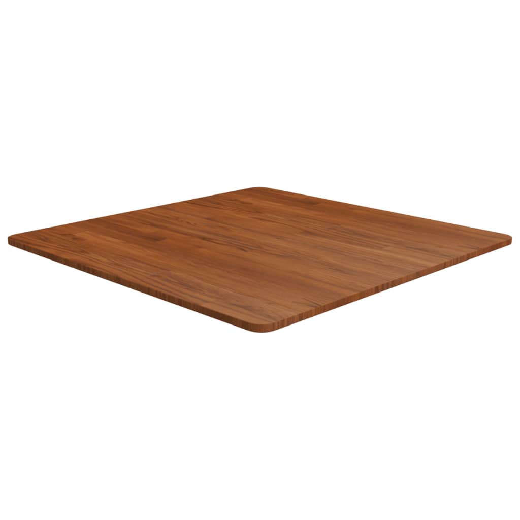 firkantet bordplade 80x80x1,5 cm behandlet massivt eg mørkebrun