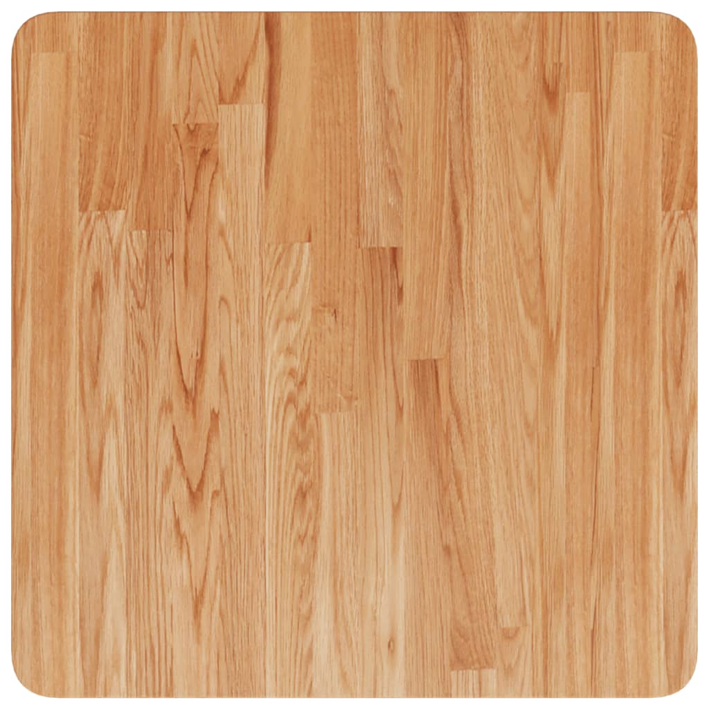firkantet bordplade 50x50x2,5 cm behandlet massivt eg lysebrun