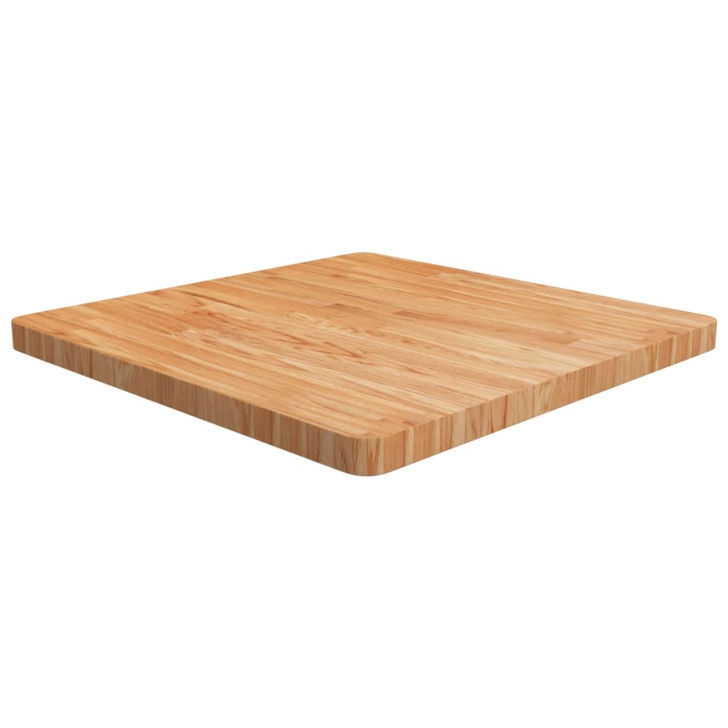 Bordplade i massivt eg, 70x70x4 cm, lysebrun finish