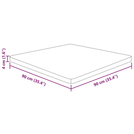 firkantet bordplade 90x90x4 cm behandlet massivt eg mørkebrun