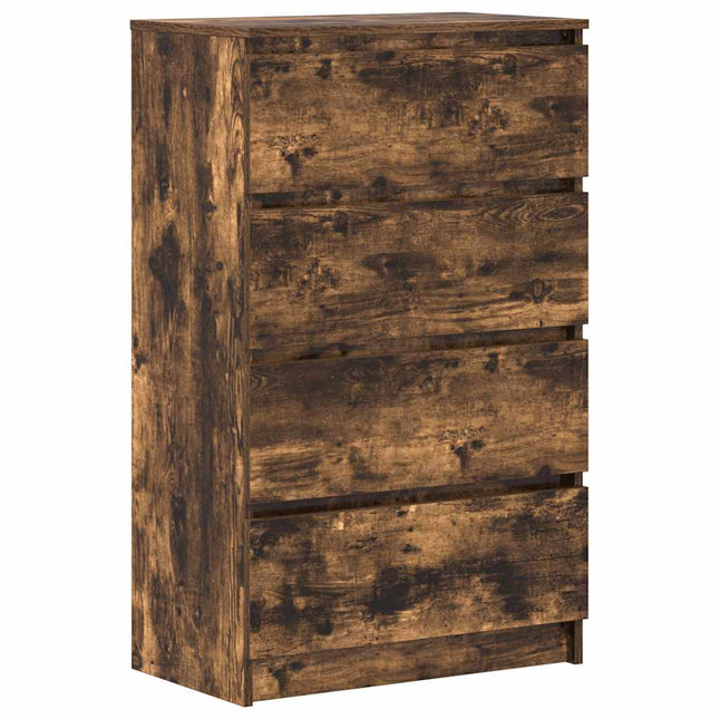 kommode 60x35x98,5 cm konstrueret træ røget egetræsfarve