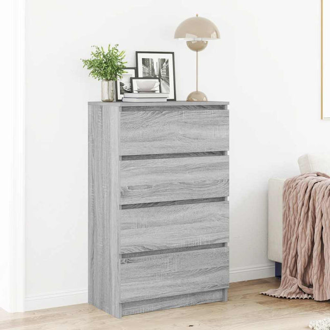kommode 60x35x98,5 cm konstrueret træ grå sonoma-eg