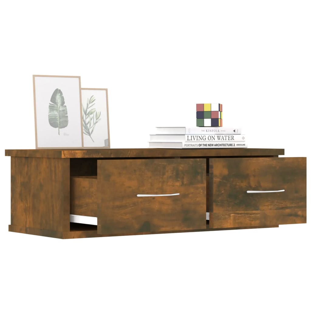 vægskab 60x26x18,5 cm konstrueret træ røget egetræsfarve