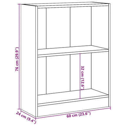 bogreol 60x24x76 cm konstrueret træ sonoma-egetræsfarve