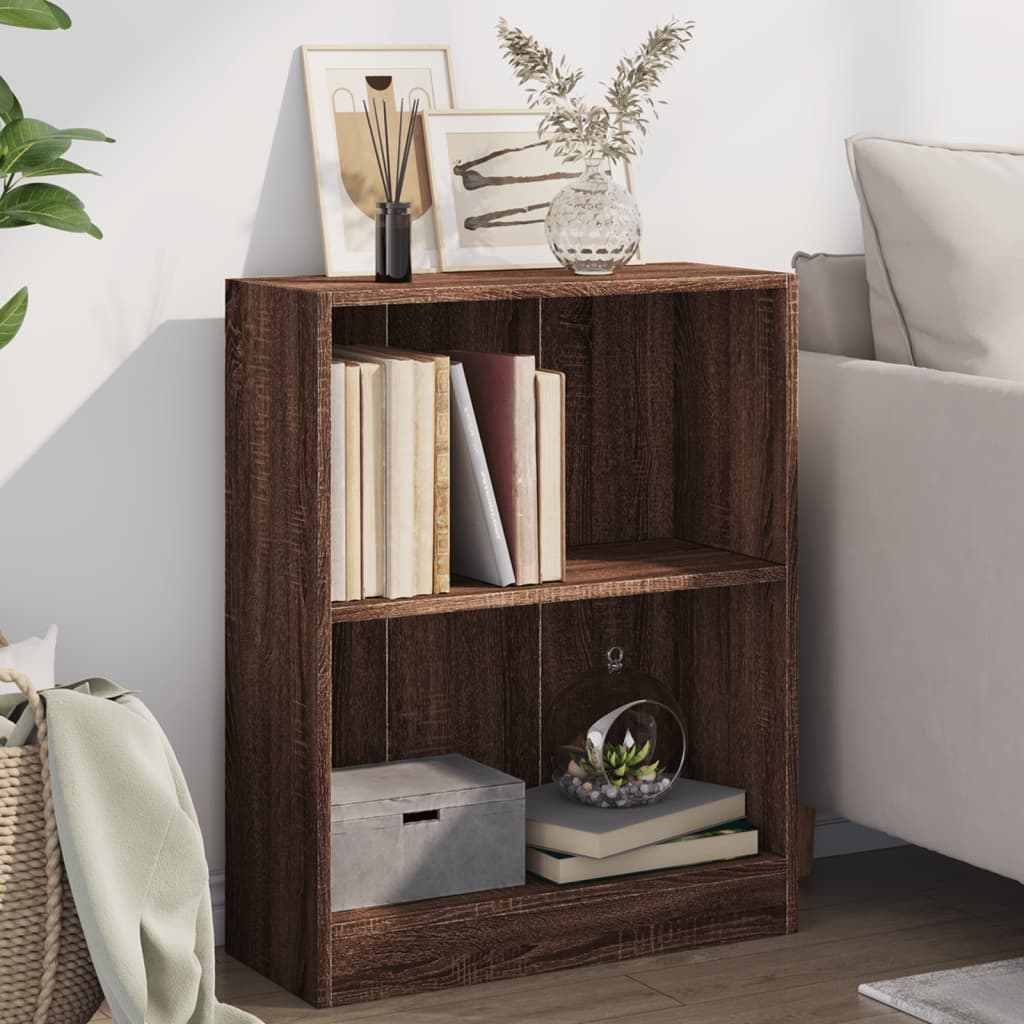 bogreol 60x24x76 cm konstrueret træ brun egetræsfarve billede