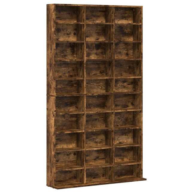 reol 102x23x177,5 cm konstrueret træ røget egetræsfarve
