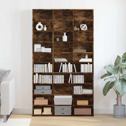 reol 102x23x177,5 cm konstrueret træ røget egetræsfarve