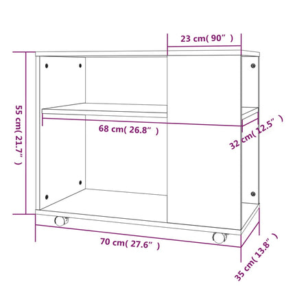 sidebord 70x35x60,5 cm konstrueret træ brun egetræsfarve