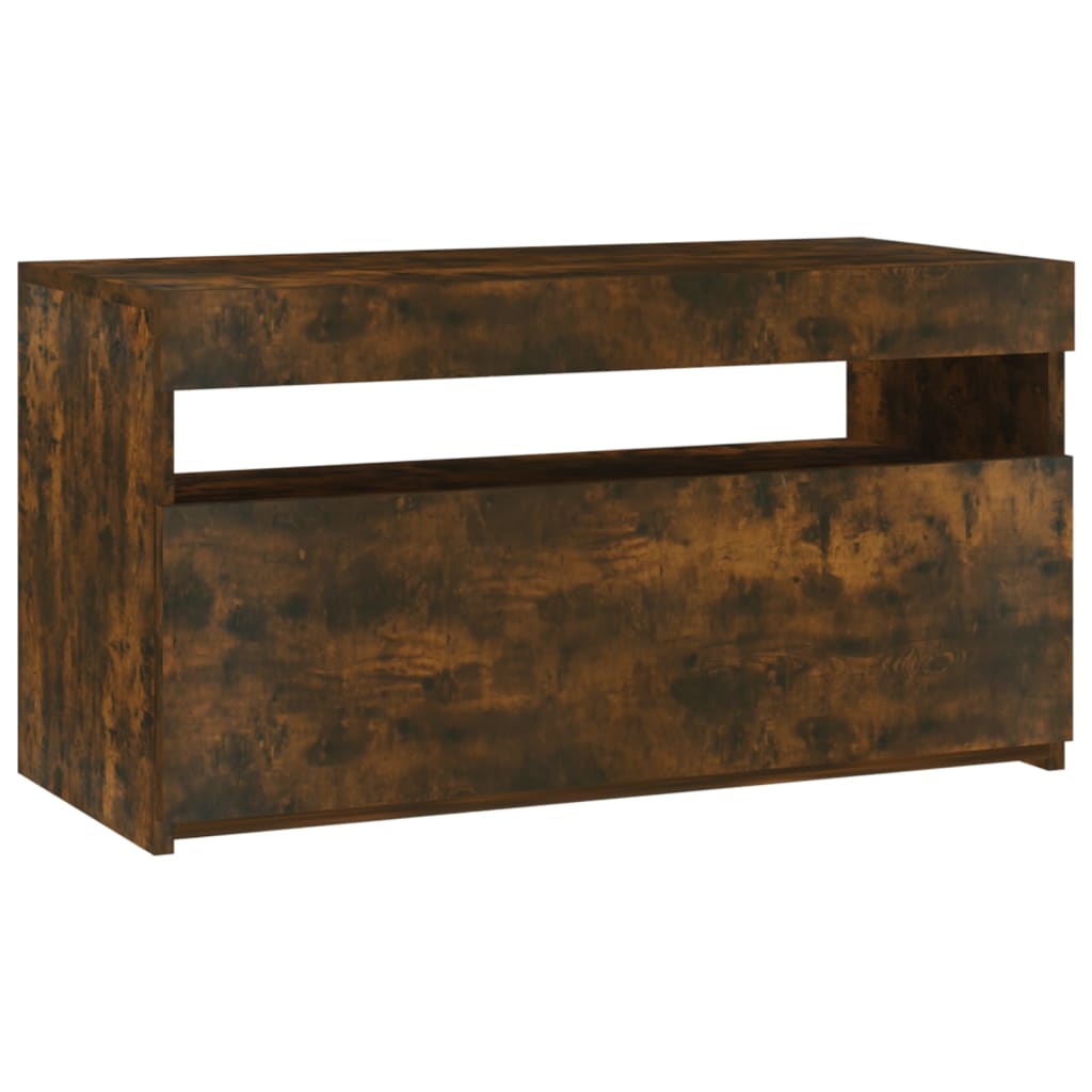 tv-bord med LED-lys 75x35x40 cm røget egetræsfarve